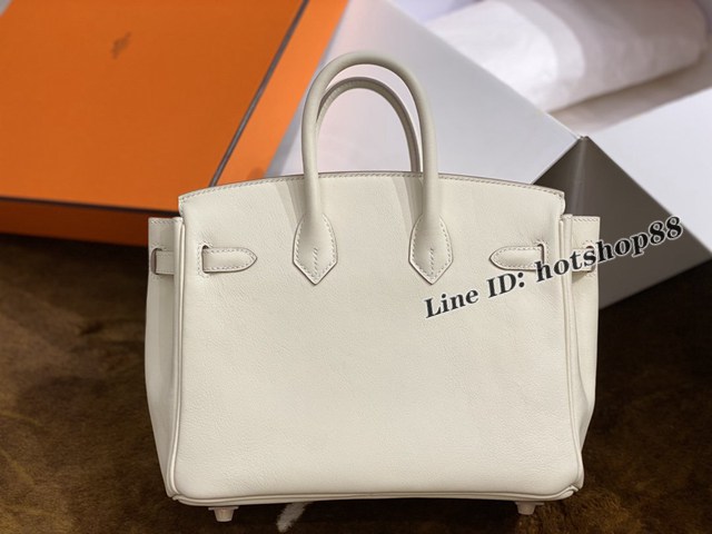 Hermes專櫃經典款手提女包 愛馬仕birkin25cm swift奶昔白 預定款 ttd1038